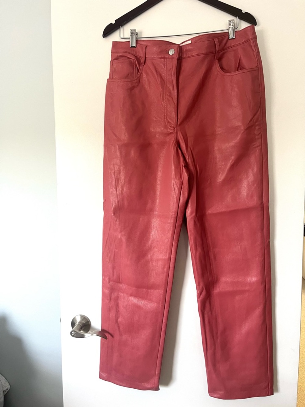 Pink Faux Leather Women’s Jeans